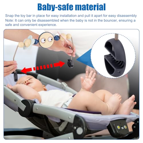 Image of Adjustable Bouncer Toy Bar for BabyBjorn, Interactive Googly Eyes Toy for Bouncer Baby Car Seat Accessories, Easy to Install & Disassemble