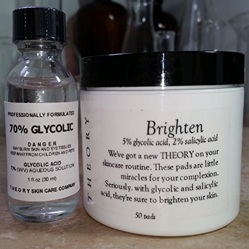 Glycolic Acid 70% Plus Glycolic Acid & Salicylic Acid Pads- Skin Brightening Pads, 5% Glycolic and 2% Salicylic Acid in a Pad