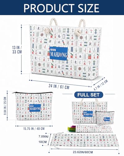 Bolsas americanas para Mahjong de lienzo, set 3 piezas miniatura 5