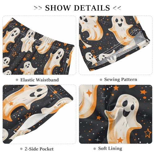 Halloween Ghost Space Short Pajama Pants Bottoms Soft Sleepwear with Pockets3