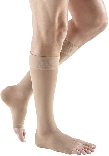 mediven Plus para hombres y mujeres, 20-30 mmHg - Calcetines de compresión hasta la rodilla con banda superior de silicona, circulación de pierna