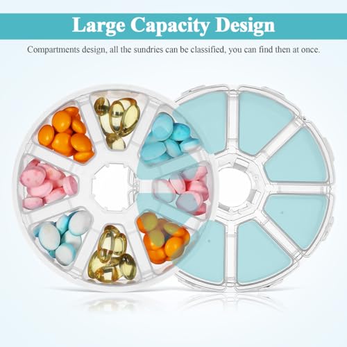 Image of COHEALI Round Storage Box Plastic Organizer with 8 Clear Compartments 4.0 Inch Bead Organizer Box for Jewelry Earrings Diy Nail Art Desktop Storage