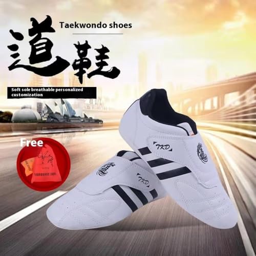 Taekwondo Karate Shoes for Teens Men Martial Arts Kick Boxing Cross Training Deadlift Powerlifting Gym Tennis & Racquet Sport Shoes Hook Loop Lightweight Comfort Wear Walking Sneakers Non-Slip Sole2