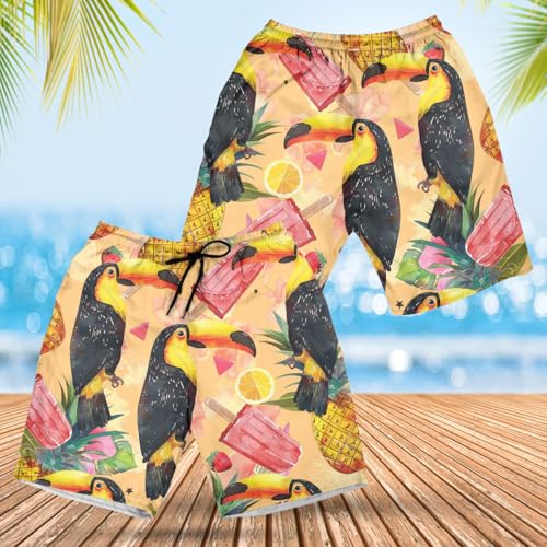 Fruit Lovers Men's Swim Trunks - Fresh Fruits Hawaiian Shorts for Men, Men's Summer Bathing Shorts Set 432