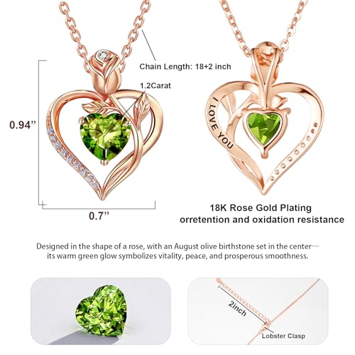 Image of Heart Birthstone Necklace for Women I Love You