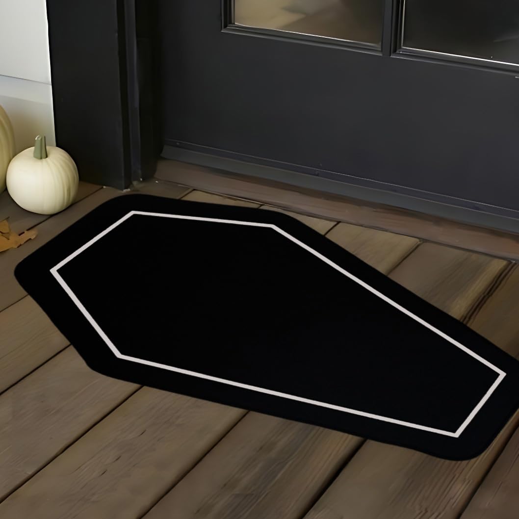 Casasphere Halloween Small Coffin Rug, 31.5"×20" Rugs Coffin Halloween Decor for Bedroom Living Room, Dirt Resist Washable Kitchen Rug, Low-Profile Entrance Rug, Non-Slip Doormat for Entryway