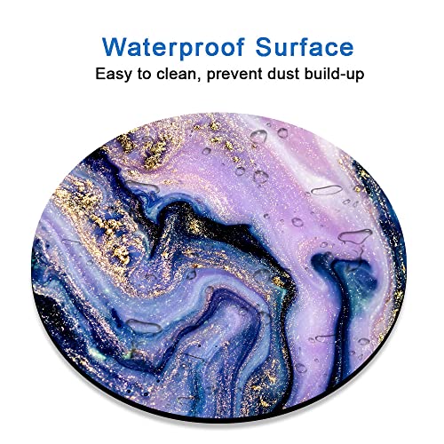Dooke Mouse Pad, Round Personalized Computer Mouse Pads With Purple Marble Design, Washable Mouse Mat With Lycra Cloth, Gaming Office Home Non-Slip Rubber Base Mousepad #TOP4