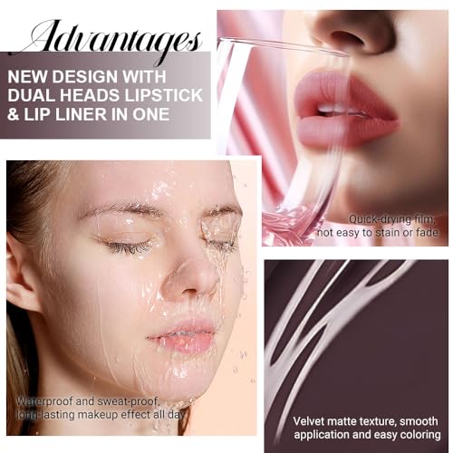 Image of evpct 1Pcs Dark Deep Brown Chocolate Matte Lip Liner and Liquid Lipstick Stain Makeup Set for women, Long Lasting Smudge Proof Lipstick labiales matte mate larga duracion listip 24 hours originales,04