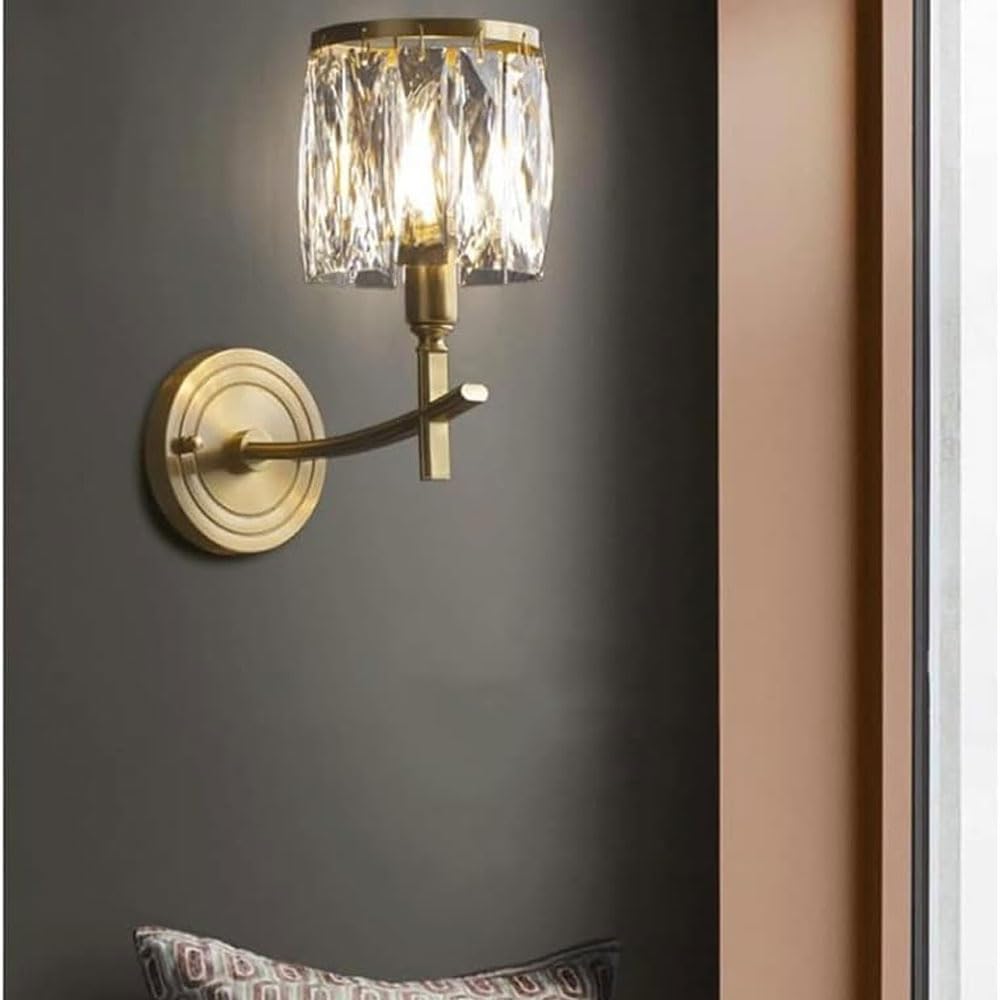 Wandleuchten für den Innenbereich, alle Wandleuchten aus Kupferkristall, moderne Gold-Messing-Wandleuchte, Unterputz-Beleuchtungskörper für Badezimmer, Schlafzimmer, Flur, Wohnzimmer, Wandleuc