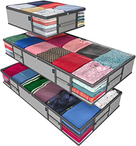 Everlasting Comfort Bolsas de almacenamiento debajo de la cama - Almacena un 45% más con 172.5L de contenedores - Colapse y dobla Cover