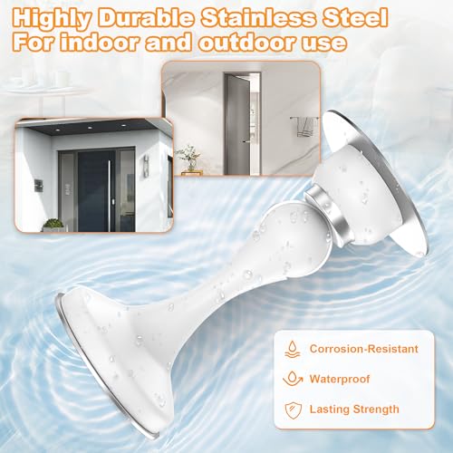 Image of Crosize Magnetic Door Stoppers 4 Pack, Stainless Steel Door Stops for Wall and Floor Mounting, Door Holder Keep Door Open, No Drilling Door Stop with Adhesive Tapes, White