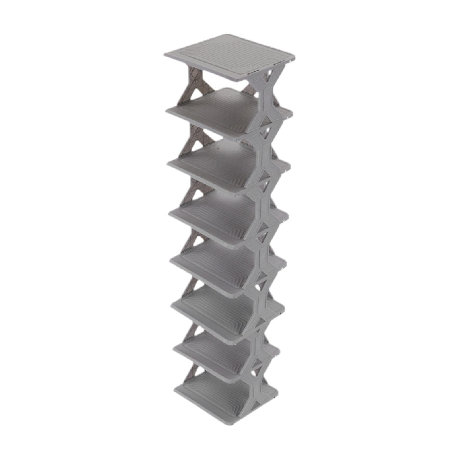 Organizador de almacenamiento vertical estrecho y gris de 8 niveles