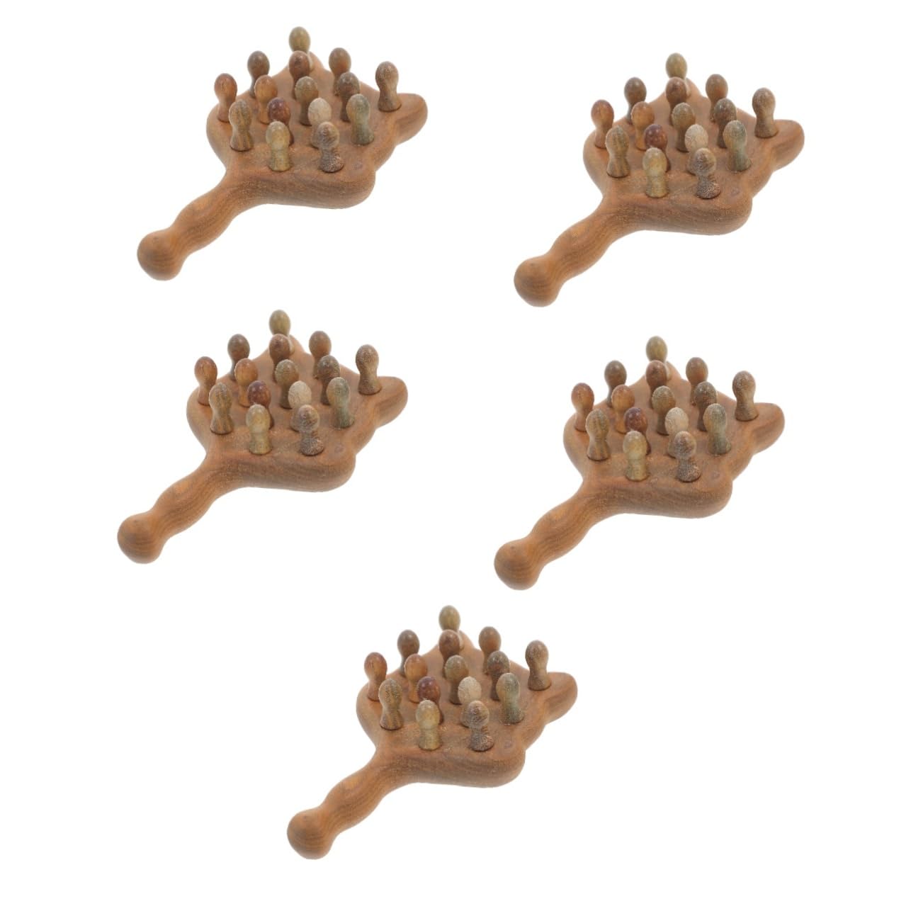 5 Stück Kreativer Massagekamm aus Holz Handgefertigter Körpermassager Massagewerkzeug für Kopfhaut und Körper für Tägliche Anwendung und Reisen Einzigartiges Design und Langlebige