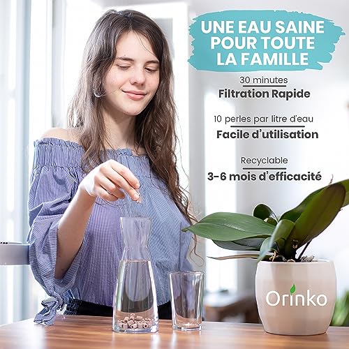 ORINKO® EM Keramikperlen Rosa x50 - Wasserfilter zur Reduzierung von Kalk, Chlor & Mikroorganismen - EM Keramik zur Wasserreinigung - Für Trinkwasser, Karaffe & Wasserhahn - Hundehalsband geeignet