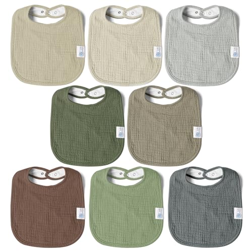 Image of lulumoon Muslin Baby Bibs 100% Cotton Baby Bandana Drool Bibs for Teething and Drooling