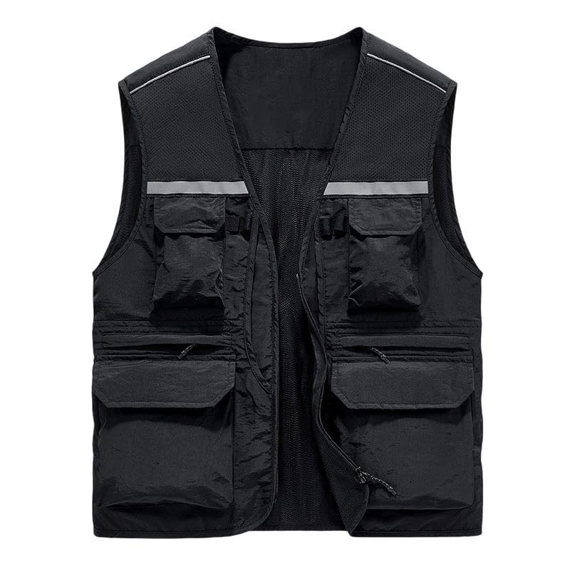 Gilet de pêche avec plusieurs poches pour homme veste légère nylon contre l'encombrement