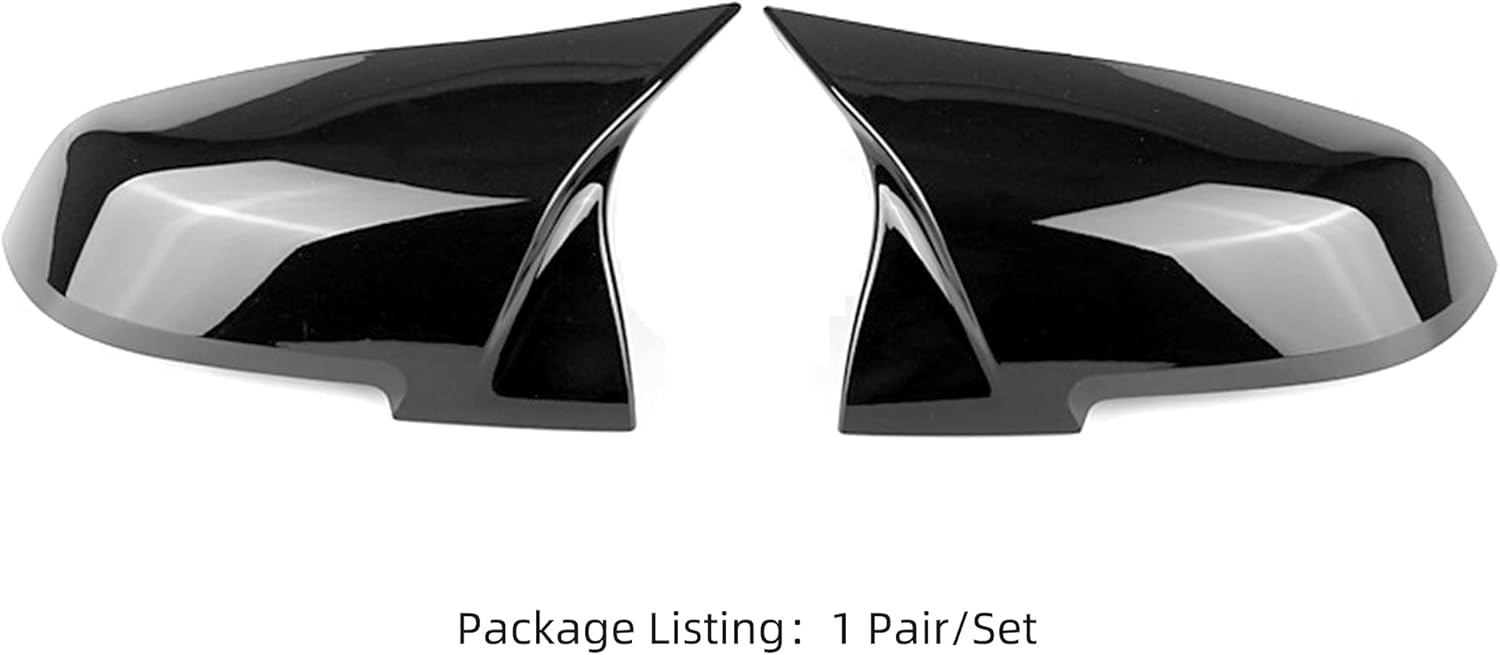 ABS Mirror Cover - Rearview Side Mirror Replacement, Fit for BMW 1, 2, 3 & 4 Series, X1, M2 - Gloss Black, 2pcs/Set