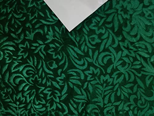 Velours viscose dévoré gaufré vert émeraude 111cm | Tissu haute couture