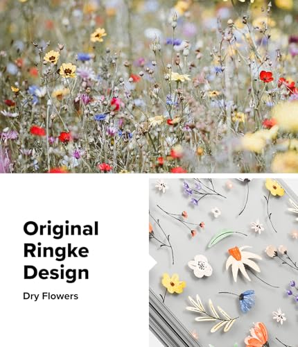 Image of Ringke Polycarbonate Fusion Design Compatible with Samsung Galaxy Z Fold 7 Case [Scratch Resistant] Slim Transparent Protective Back Cover with Shockproof Bumper- Dry Flowers