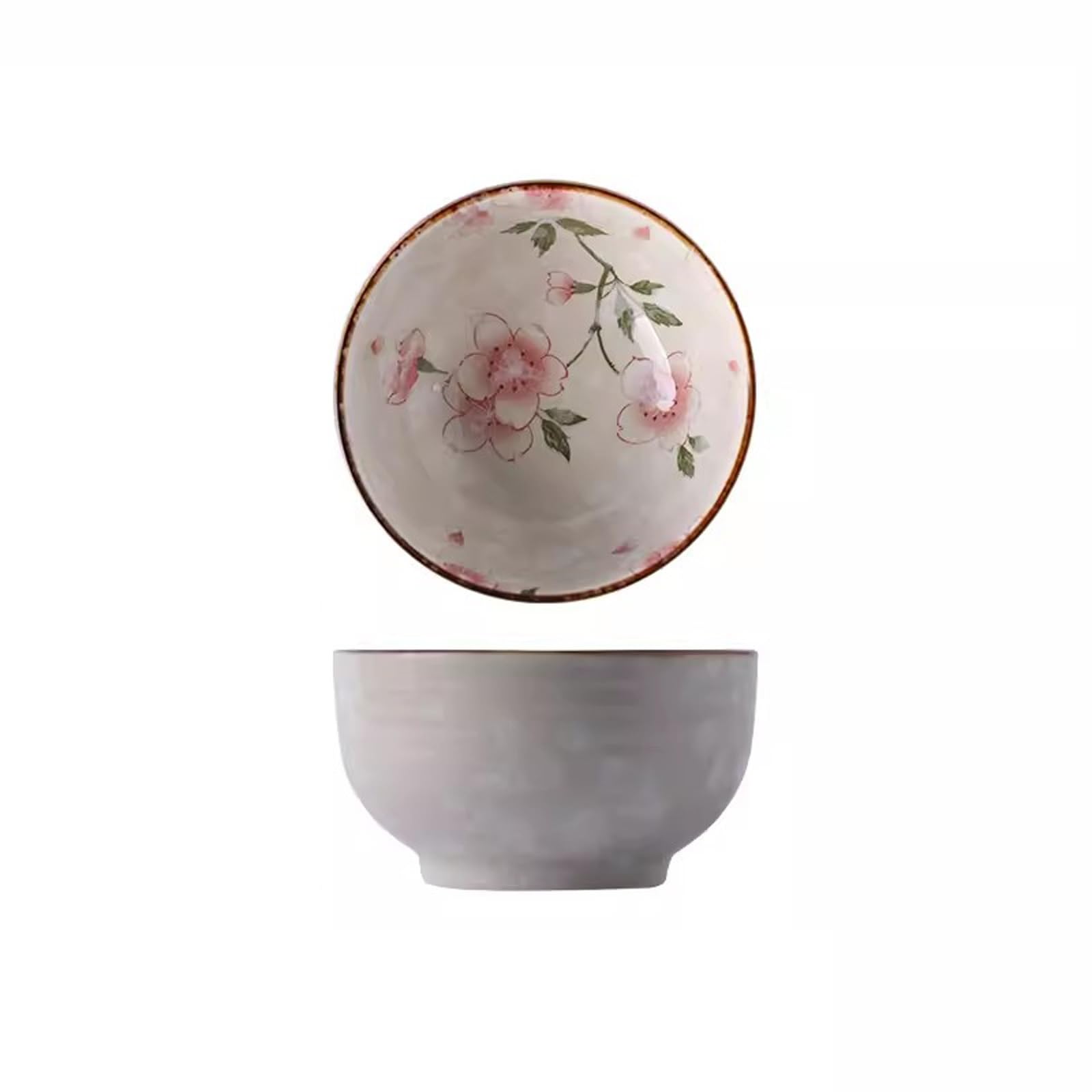 JOMRTS Salad Bowls 3PCS Tableware Ceramic Bowl for Household Use, 5-inch Rice Bowl for Personal Use, Rice Bowl Set, Underglaze Color Process Ceramic Bowl Kitchen Soup Bowls (D)