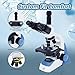 MicroMarvels Professional Compound Trinocular Microscope 40X-2000X,with 7 inch Screen, Dual LED Illumination with WF10X & WF25X Eyepieces for School Laboratory, Home Learning (Blue & White)
