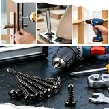 mawmuaw 50 szt. wkrętów Torx ze stali nierdzewnej, z łbem soczewkowym, samowiercące śruby M5,5 x 38 mm, wkręty samogwintujące ze stali nierdzewnej 410, czarne, wkręty do dachów z twardego drewna