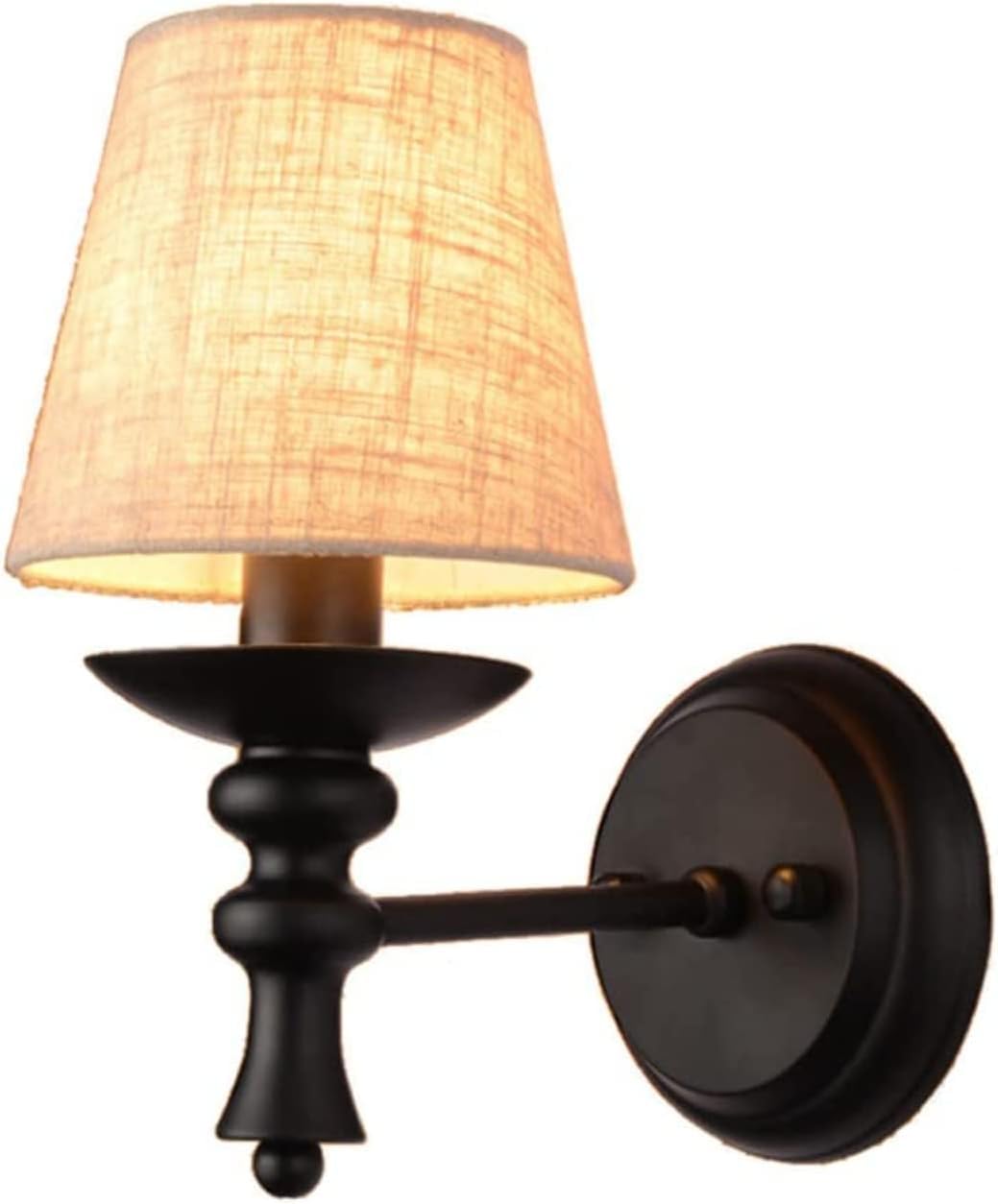 SXSCARKX Modern Home Decoration Rustic Industrial Wall Sconces With Linen Fabric Shade Indoor Vintage Farmhouse Bathroom Light Vanity Fixture Hardwired Bedroom Lamp For Bedside Porch