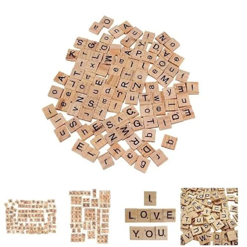 Scrabble Tiles 6 sets piezas de madera letras números miniatura 2