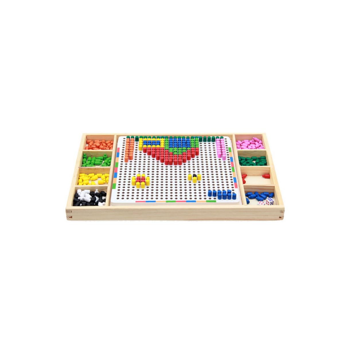 SUPVOX Giocattolo Educativo Puzzle Fungo Chiodini Colorati in Legno, Set per Bambini per Coltivare Riconoscimento dei Colori Creatività e Divertimento Quotidiano