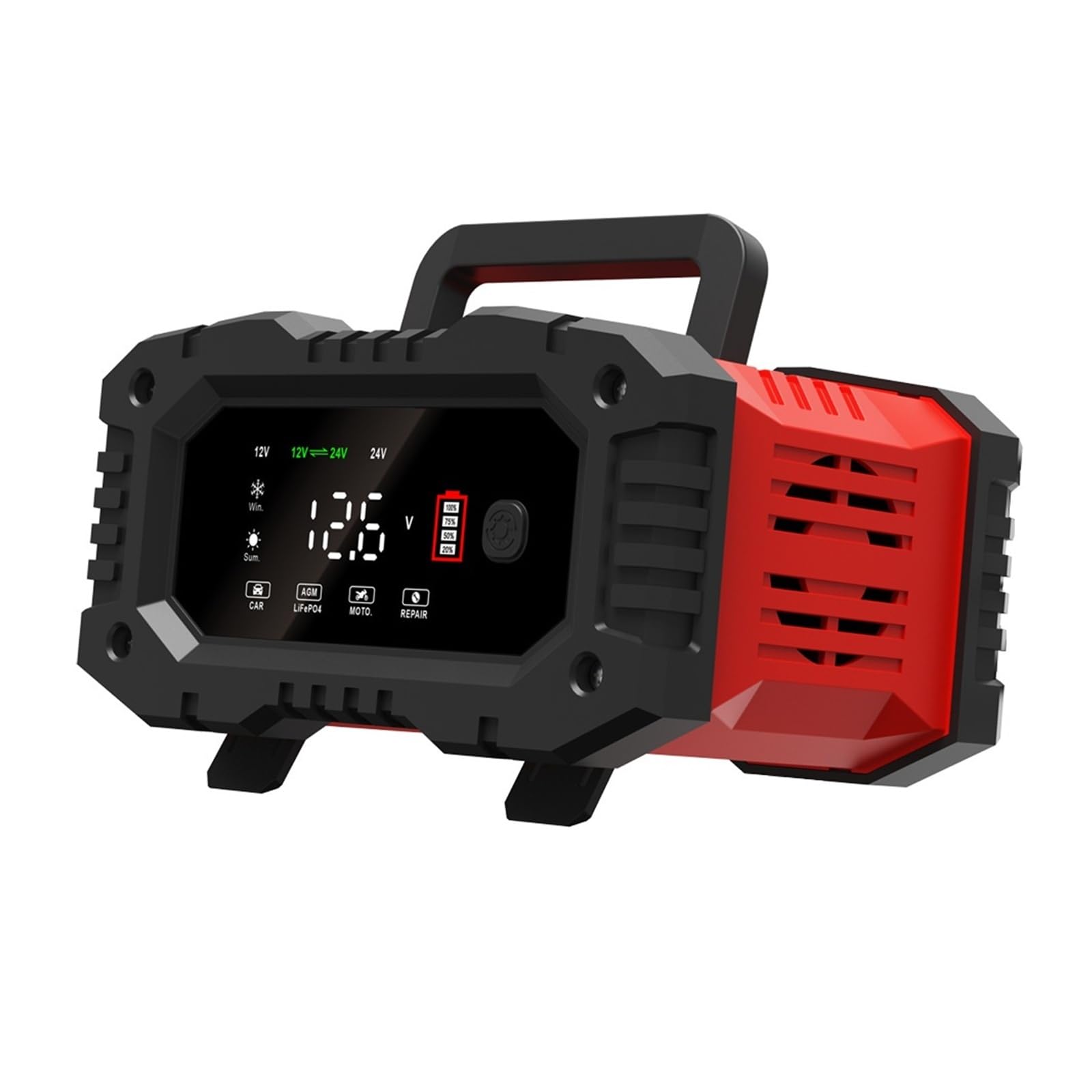 Ładowarka Baterii, 12 V/24 V w pełni automatyczna ładowarka akumulatorów 7-segmentowa inteligentna ładowarka samochodowa do naprawy impulsów(12V 24V 20A 10A)