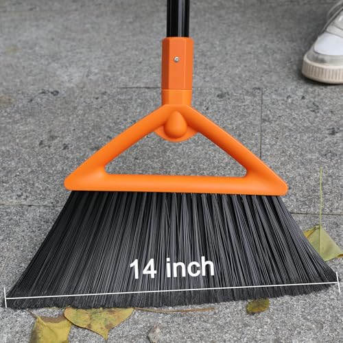 Image of Heavy Duty Orange Angle Broom with Long Handle - 4 Pack