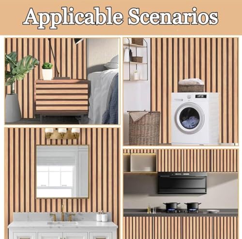 Image of Wallpaper for Walls | Vertical Wood Wall Stickers for Wall Decor | Self Adhersive Wall Paper for Home Kitchen Living Room and Bedroom | 45 Cm X 500 Cm | (Dark Wood)
