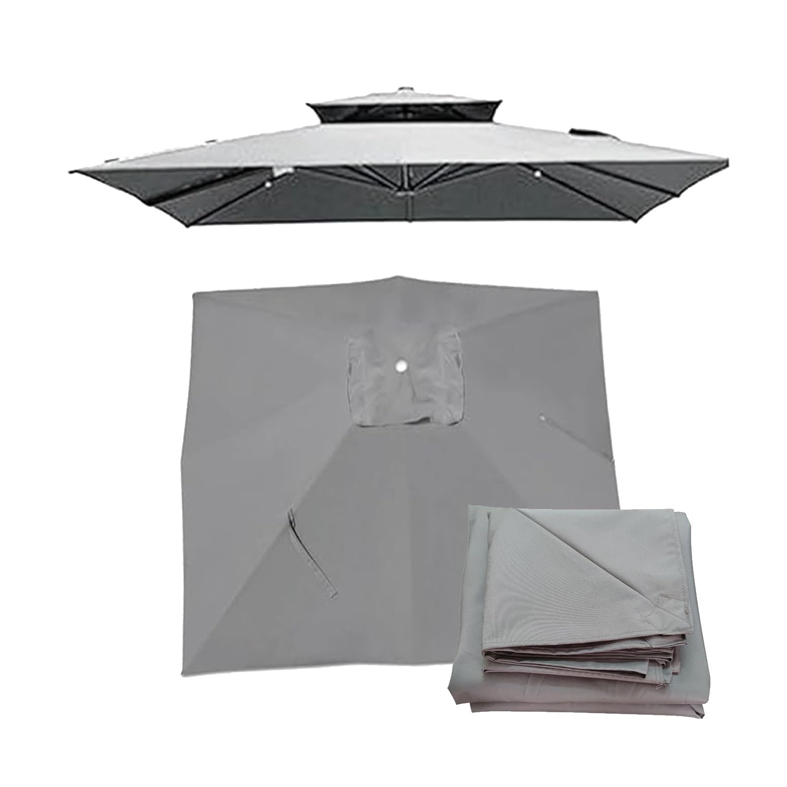 Fjqfhh Gris Garden Parasol, Replacement Canopy For Square Patio Umbrella(Gris)