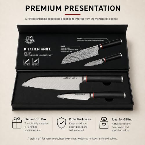 AETHER EDGE 2-Piece Santoku Chef Knife Set, 7" Santoku & 3.5" Paring - image 7