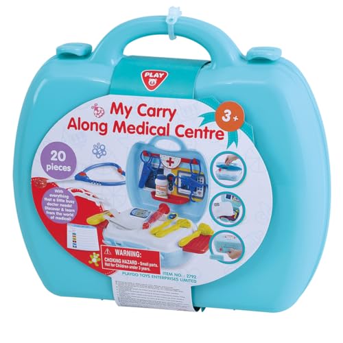 Play Carry Along Medical Centre 20 Pcs Toddler Toy Figures & Playsets | Pretend Play Doctor Set | Medical Instruments Role Play Medical Station Set for Toddlers Girls Boys Age 36 Months Old and up