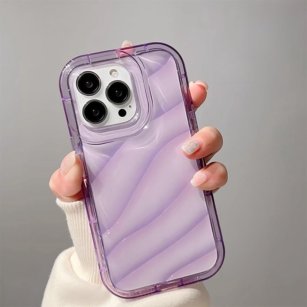 Coque iPhone 14 texture ondulée 3D silicone violet pour le quotidien - 7