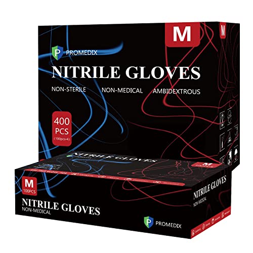 PROMEDIX P Nitrile Disposable Gloves,4mil-100 Count,Gloves Disposable Latex Free,Powder Free for Cooking,Household,Food safe