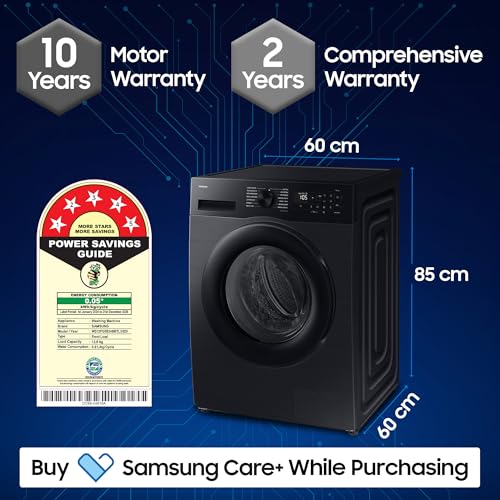 Image of Samsung 12 kg (Wash) / 7 kg (Dry), 5 Star, AI EcoBubble, AI Energy Mode, Air Wash, Super Speed, Hygiene Steam, Wi-Fi, Digital Inverter, Fully-Automatic Front Load Washer Dryer (WD12FG5B34BBTL, Black)