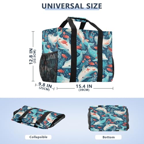 Nander Dolphin Foldable Tote Bag Waterproof Sandproof Women Beach Bag Handbag Gym Bag Travel Shopping Bag2
