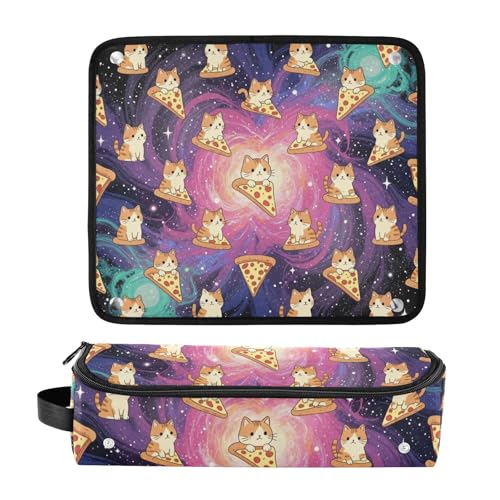 Bolsa de Viaje para Herramientas de Cabello para Mujeres con Tapete Resistente al Calor, Portátil para Planchas, Rizadores, Secadores y Más, Diseño Espacial Divertido miniatura 3