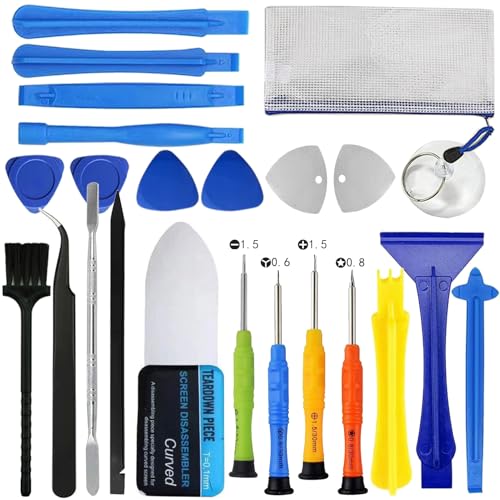 Hodyludy 23-Stück Handy Reparatur Werkzeug Set, Handy Öffnungswerkzeug, Kunststoff Öffnungswerkzeug, Schraubendreher, Pinzette, Reparatur Öffnungs Werkzeug Kit für Handy, Laptop, Tablet, iPhone