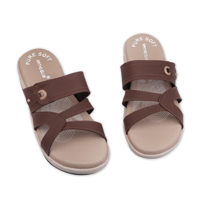 Image of ORTHO CLUB Women Orthopedic Comfort Slippers | Soft Cushioned Footbed | Anti-Slip Sole | Lightweight Daily Wear Sandals for Home & Outdoor Use