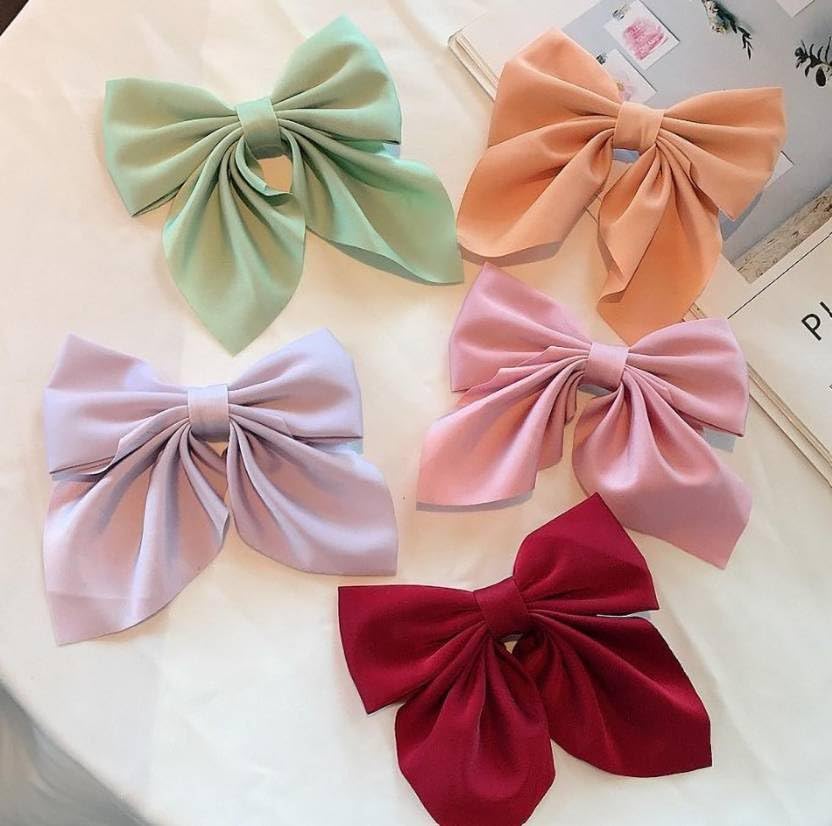 Pack Of 6 Large Satin Hair Bows Ties for Girls Women Silk-Stylish French Bow Hair Clip Bowknot Hair Barrettes Big Ribbon Bow with Long Tail (Multicolor) (B0CGRGWGCC) Amazon Price History, Amazon Price Tracker