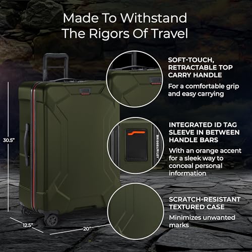Image of Briggs & Riley 30 inch Large Spinner - Checked Luggage for Travel, Suitcases with Wheels, Hardside Rolling Bag for Men & Women, Self-Repairing Zipper - Torq Collection, Hunter Green