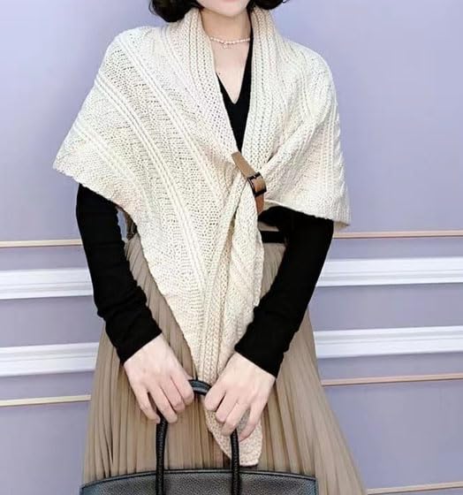 Women's Crocheted Shawl Wrap Soft Jacquard Knitted Cardigan Poncho Sweater Coat Warm Scarf Shawl Cape Solid Color 20252