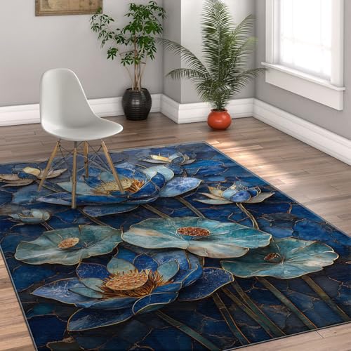 Tapis en vitrail de marbre bleu premium 60x120cm pour salon - 4