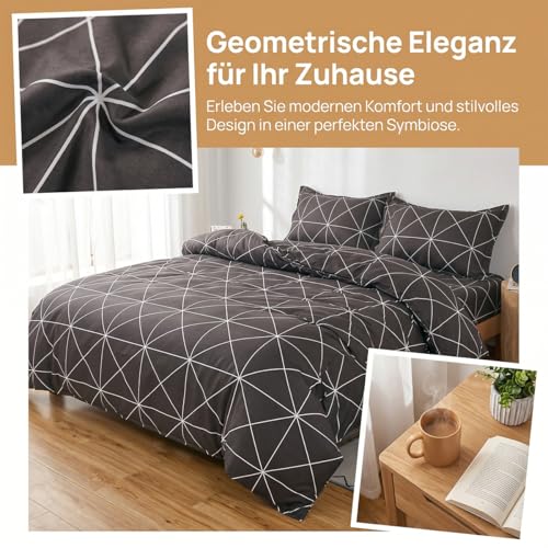 Nesture Bettwäsche 140x200 2teilig Mikrofaser, Kariert Anthrazit – Ansicht 2