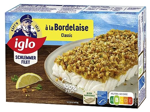 iglo Schlemmer-Filet Classic à la Bordelaise - zartes Fischfilet mit Auflage - aus 100 % Alaska Seelachs - 1 Stück, 380 g (Tiefgefroren)