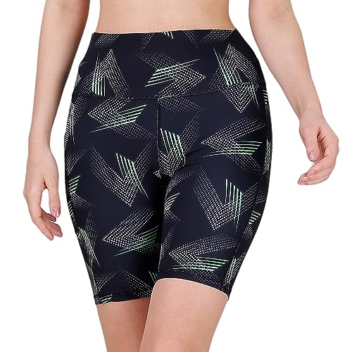 Image of SOIE Women Polyester Blend Sports Shorts High Waist Knee Length with Side Pocket Quick Dry Squat Proof Athleisure Shorts for Workout