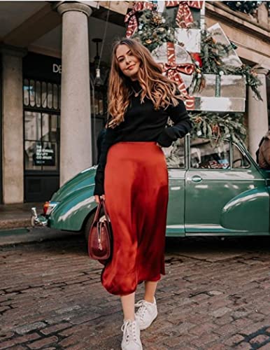 Image of Zeagoo Skirts for Women High Waist Skirt Elegant Midi Skirt Satin